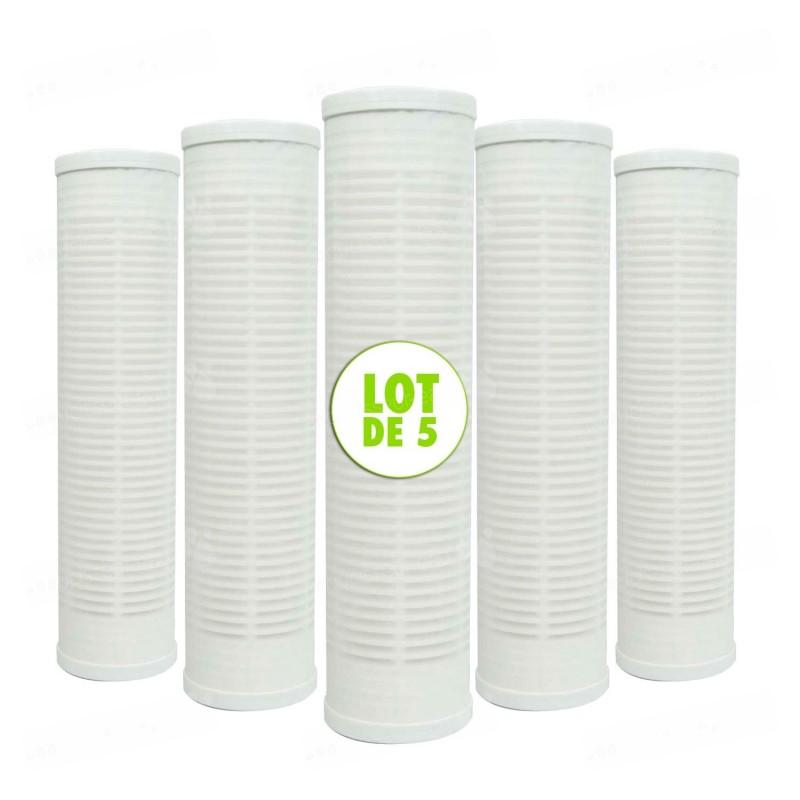 Lot de 5 cartouches lavables nylon filtre à eau sédiments 9 pouces 3/4 - 60 microns fabriquées en france_0