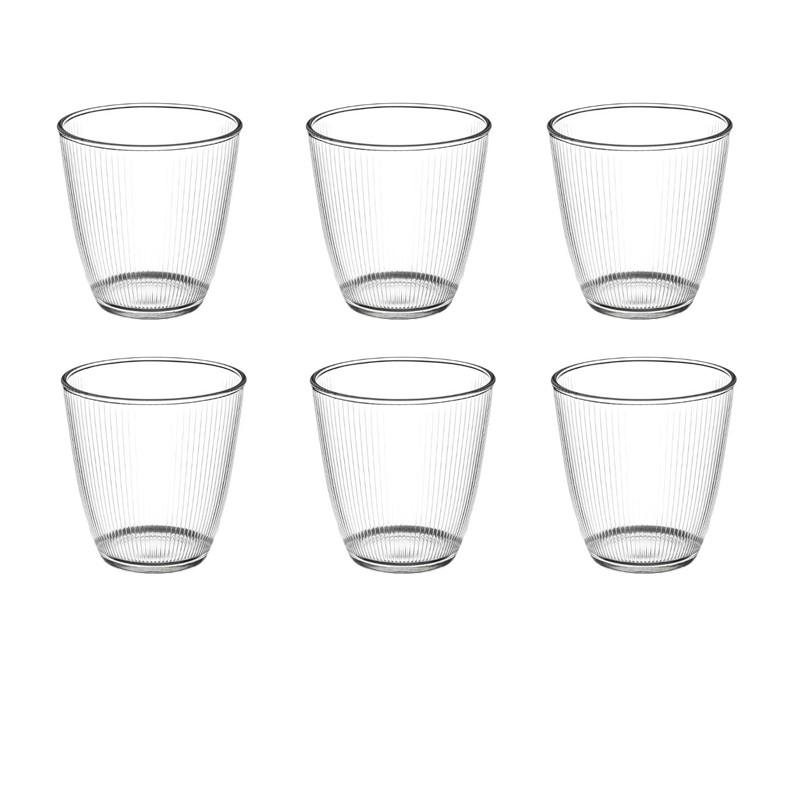 Lot de 6 gobelets en verre Stripy 25cl transparent - Paris Prix - compatibles lave-vaisselle_0