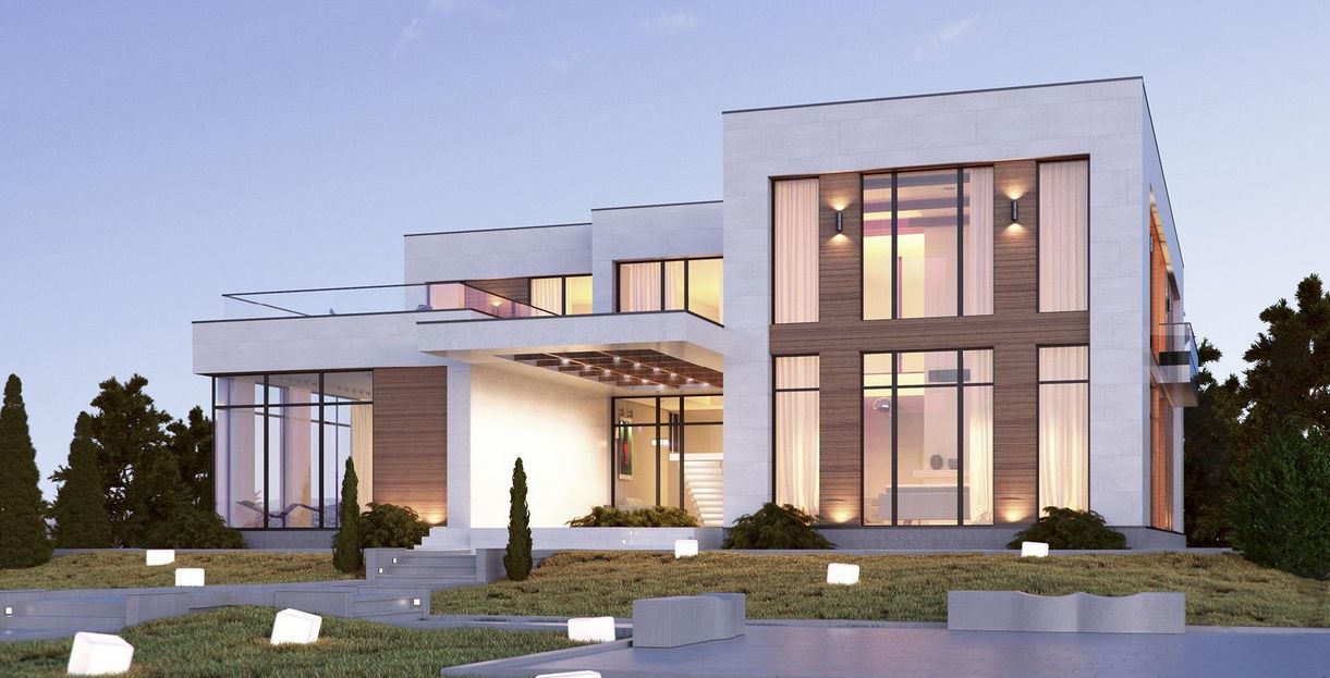 Maison préfabriquée moderne à deux étages en béton et acier - 221 m2 - ISK221_0