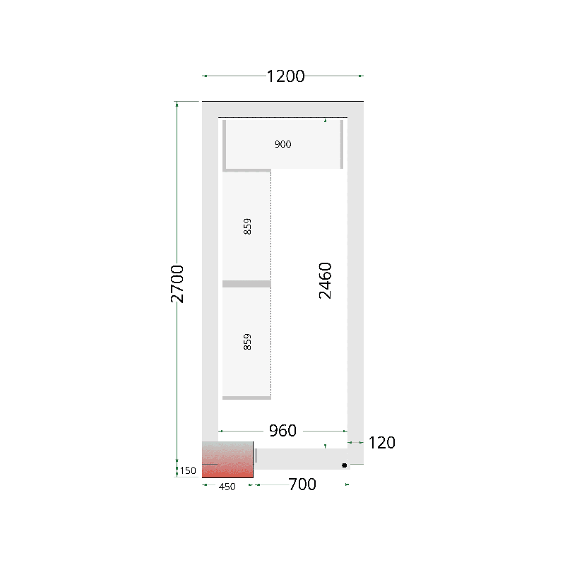 Panneaux de chambre froide TEFCOLD - 120 mm - Isolation en polyuréthane - Référence CR 120x270x220_0