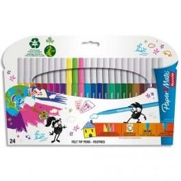 PAPERMATE BY REYNOLDS POCHETTE DE 24 FEUTRES POINTE MOYENNE DONT 3 FLUO