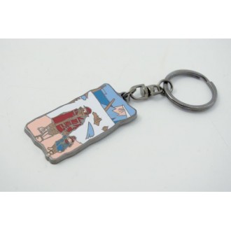 Porte-clés métal avec résine surfacée - finition nickelée - zamac poli miroir - dimensions personnalisables_0