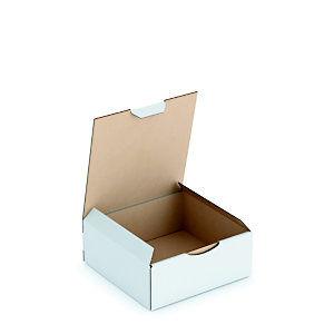 RAJA Boîte d'expédition blanche en carton simple cannelure - L.Int. 15 x l.15 x H.6 cm - Lot de 50_0