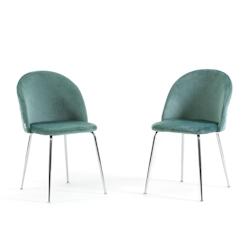 RATTATAN Lot de 2 chaises en velours avec pieds en métal, design élégant pour cuisine, salle à manger, bar ou restaurant – Sara – Vert jade/Ar_0