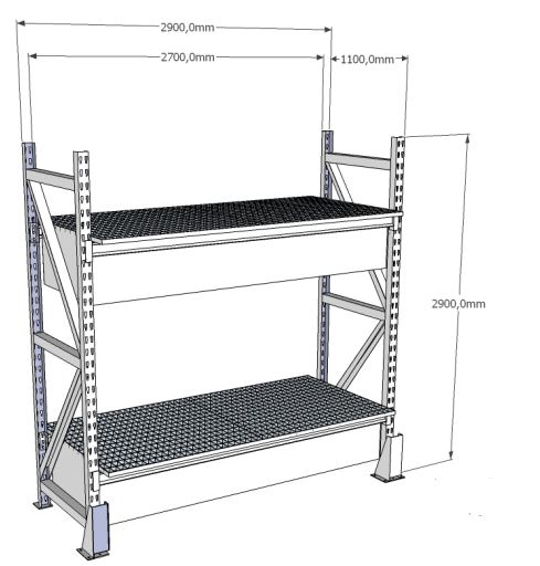 Rayonnage lourd prévu pour du stockage sur palette, standard de 3 mètres, 2 niveaux, 1 travée - TB1000D22UR DELAHAYE INDUSTRIES_0