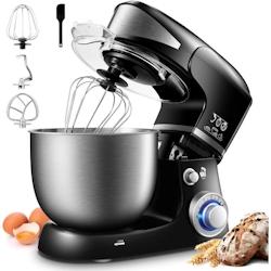 Robot multifonction 1600W Royalty Line RL-PKM1600-BLK - usage non intensif - Noir - 6 vitesses - Bol 6L_0
