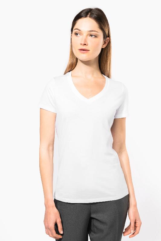 T-shirt Supima col V manches courtes femme - Kariban - Réf: K3003 - coton Supima - coupe cintrée et toucher soyeux_0