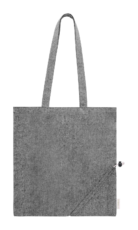Tote bag coton - pliable - 100% coton recyclé - longues anses - 120 g/m² - couleur noire_0