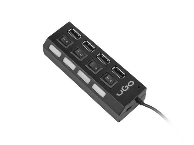 Hub informatique U GO HUB USB UGO UHU Maïs HU110 Noir - 4 ports USB Type A 2.0 - câble 60 cm_0
