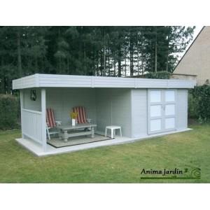 Abri de jardin moderne avec toit plat - 28mm - sans plancher - modèle s8387 - 18,13 m²_0