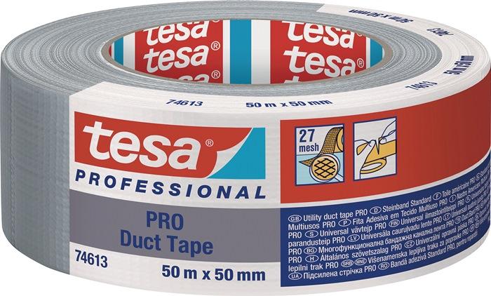 Adhésif toilé Duct Tape PRO 74613 argent mat longueur 50 m largeur 50 mm TESA_0