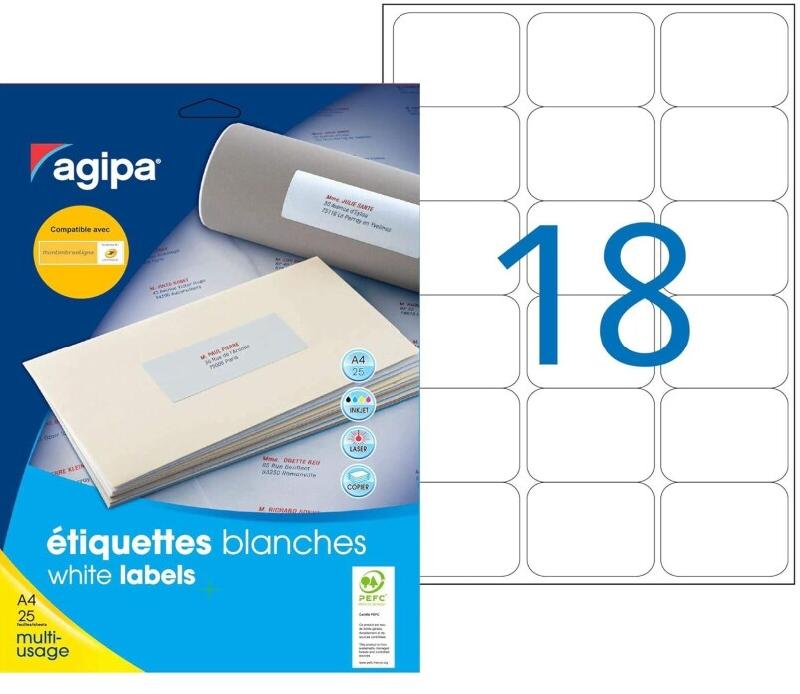 Apli 450 étiquettes blanches multi-usage, format 63,5 x 46,6 mm (25 feuilles A4 / cdt) - 3270241196153_0