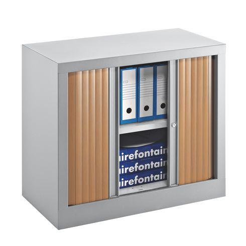 ARMOIRE À RIDEAUX MONOBLOC ECO-CONÇUE DÉCOR H 70 X L 80 CM CORPS ALU/RIDEAUX HÊTRE