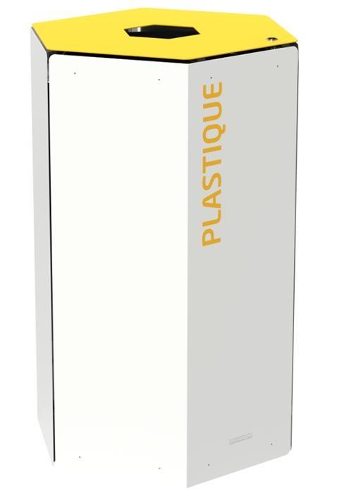 Borne de Tri Hexatri avec Serrure 50L - Acier poudré anti-UV_0