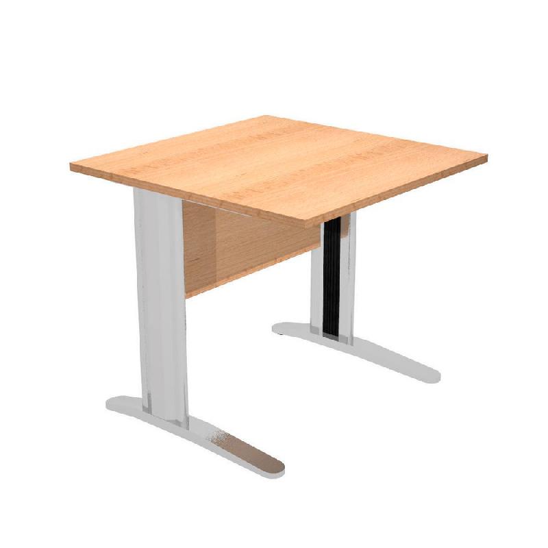 BUREAU DROIT PRONTO PRESTIGE - L.80 X P.80 CM - PLATEAU HETRE - PIED L CHROME