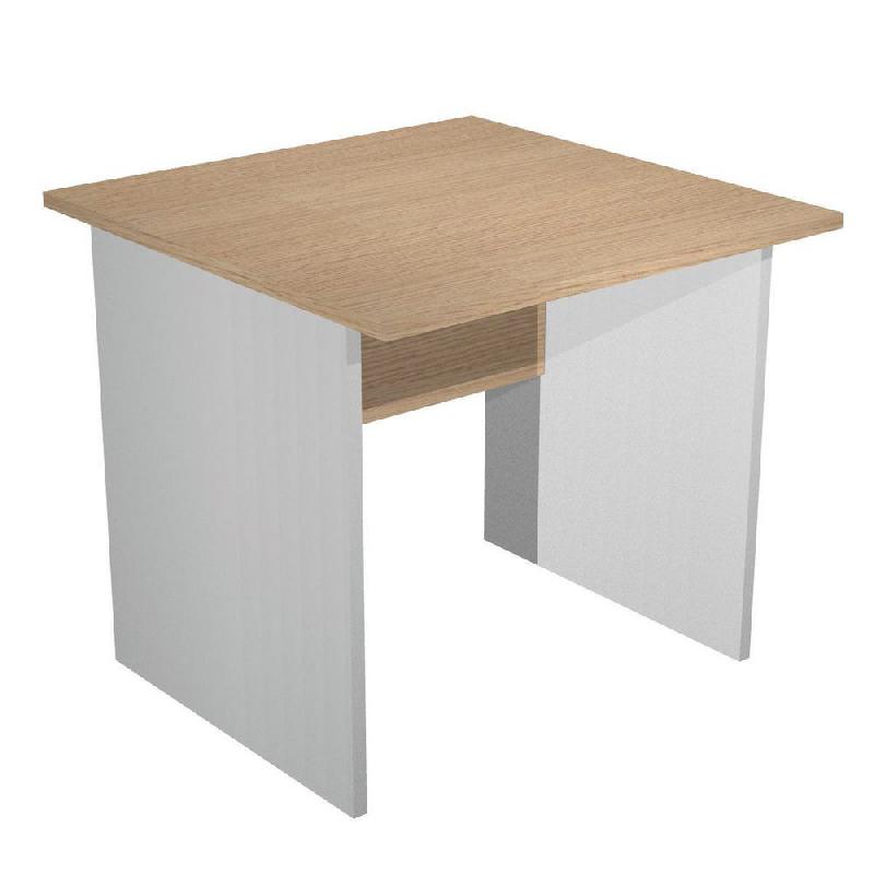 BUREAU DROIT PRONTO TENDANCE - L.80 X P.80 CM - PLATEAU CHENE - PIEDS PLEINS ALUMINIUM