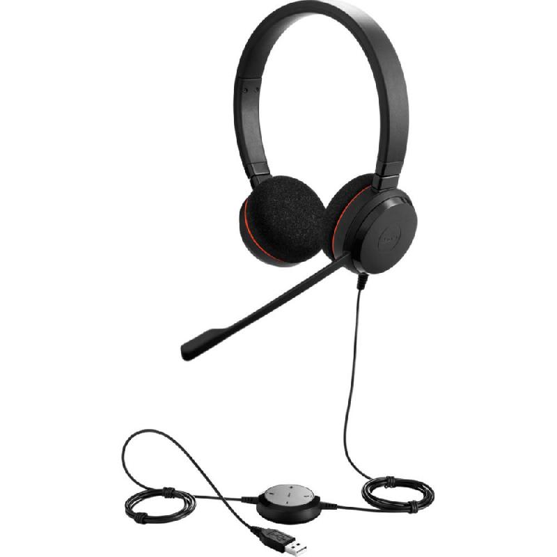 CASQUE FILAIRE USB EVOLVE 20 JABRA - 2 ECOUTEURS - MICRO ANTI-BRUIT - NOIR