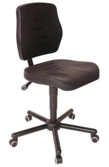 Chaise d'atelier en polyuréthane noir - spécial personne forte - jusqu'à 150 kg - réglable en hauteur - réf : 01085_0