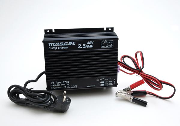 Chargeur plomb intelligent 48V/2.5A 230V Mascot 9740 - avec pinces crocodiles_0