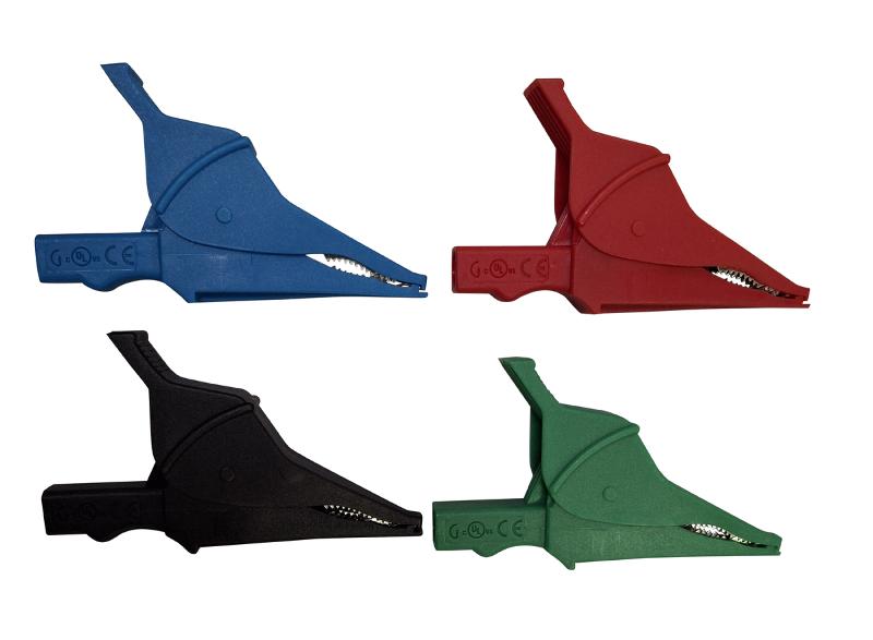 CHAUVIN ARNOUX - Jeu de 4 pinces crocodiles - Noire, rouge, bleue, verte - 1000V CAT IV_0
