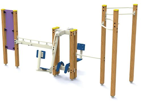 Circuit Vital Groupe C - Parcours sportif en bois lamellé-collé et polyéthylène antidérapant - Dimensions 4,22 x 2,08 x 2,26 m_0