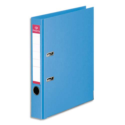 CLASSEUR A LEVIER PERGAMY - POLYPROPYLENE INTERIEUR/EXTERIEUR - DOS 5 CM - A4 - BLEU CLAIR