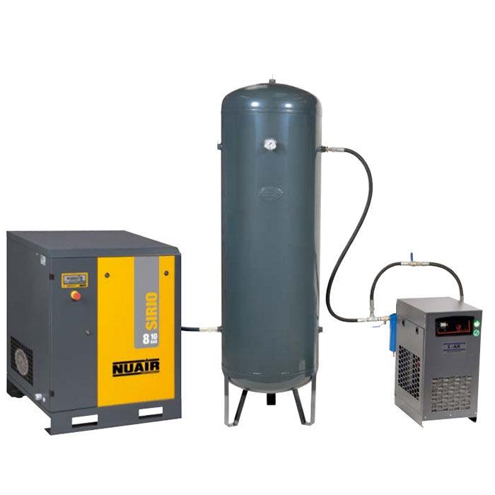 Compresseur d'air à vis - transmission par courroie - 500 litres - 10 CV - cuve verticale avec sécheur d'air - NUAIR_0