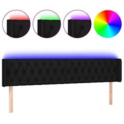 Décoshop26 - Tête de lit accessoire couchage chambre à coucher meuble à LED 183 x 16 x 78/88 cm tissu noir TDL0200640 - noir 3000344288000_0