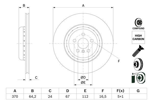 Disque de frein Bosch 0986479G99 - Arrière, ventilé, boîte de 1 disque_0
