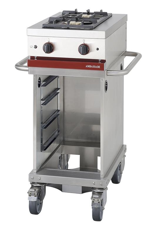 Fourneau à gaz 2 feux vifs suR chariot - 600x650x950 mm - PCTG 420 R_0