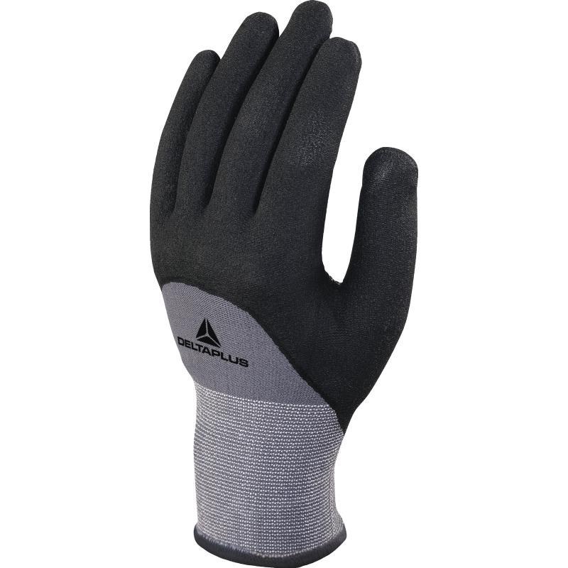 Gant tricot polyamide Spandex® VE729 - paume enduite nitrile/PU - jauge 15 - picots nitrile_0