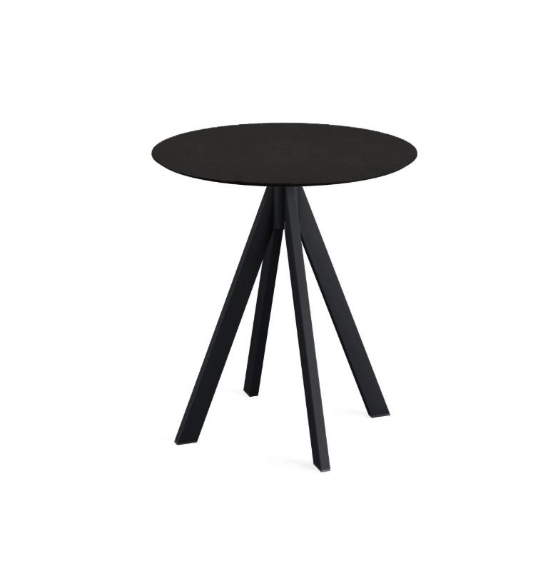 Infinity table de bistrot avec piètement noir + plateau HPL noir Ø 70 cm_0