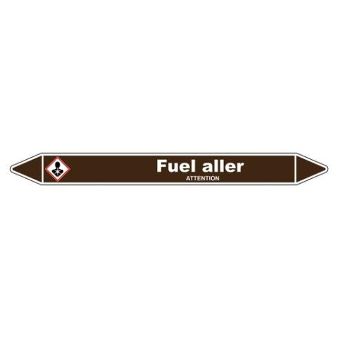 LOT DE 3 - MARQUEUR DE TUYAUTERIE - FUEL ALLER - NFX 08-105 - VINYLE LAMINÉ 250 X 26 MM