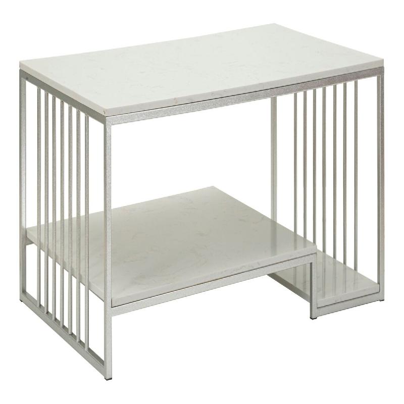 Mauro Ferretti Table Basse Kayseri Avec Double Plateau Effet Marbre Et Structure Argentée - Élégance Polyvalente - 1428890000 - 1428890000_0