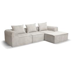 Now's Home - Canape D'angle Compresse En Velours Cotele Taupe 270x170x58cm Cocoon - 3256390252377_0