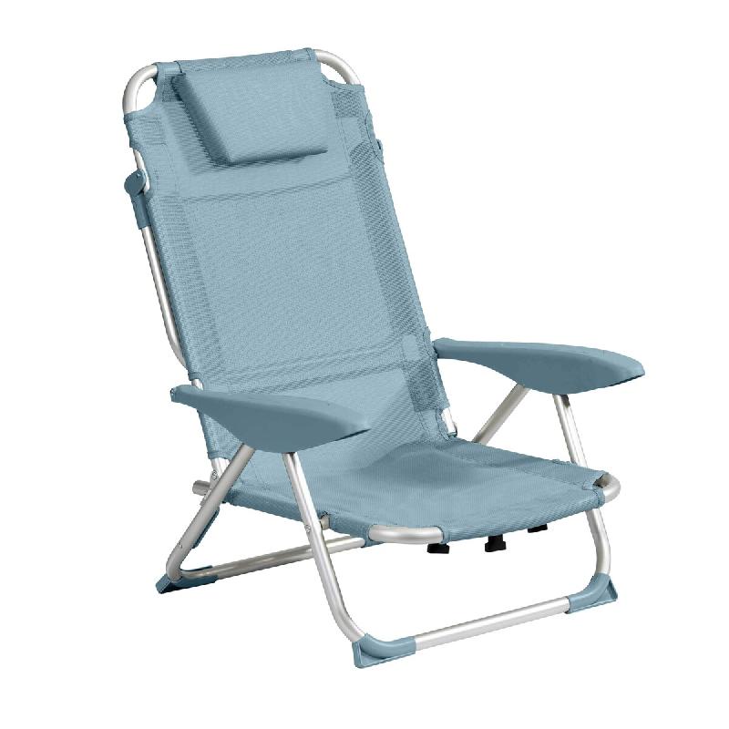 Oviala Business Fauteuil clic clac des plages en polyester bleu ciel - bleu 115104_0