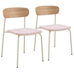 Oviala Business Lot de 2 chaises empilables en bois rose - rose Bois massif 114223_0