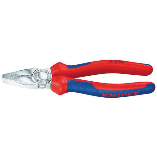PINCE UNIVERSELLE 180MM AVEC TRANCHANT - GAINAGE BI-MATIÈRE - CHROMÉE - KNIPEX