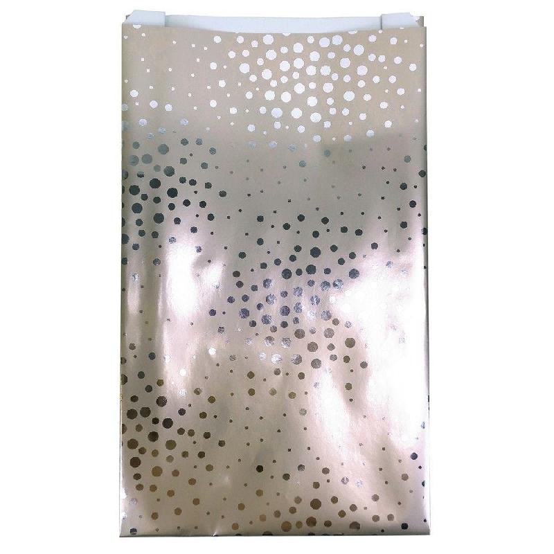 Pochettes cadeaux Bulles argent rose poudré 24x7,5x41cm - par 50_0
