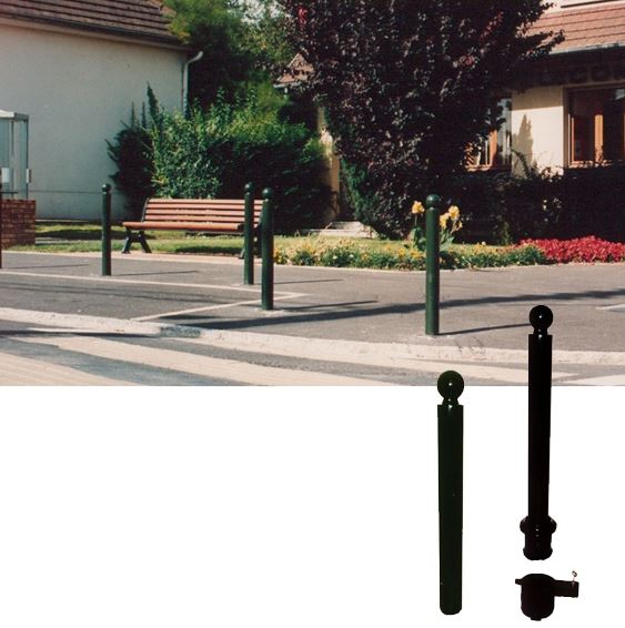 Potelet de protection en acier - à sceller ou amovible - Hauteur 1000 mm - Diamètre 76/90 mm - Thermolaqué, teinte RAL au choix_0