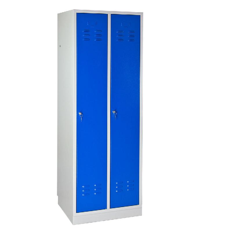 PROREGAL Armoire vestiaire ERMINE avec 2 portes | HxLxP 178x60x50cm | Gris/bleu - bleu métal RAD348-05_0