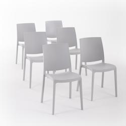 RATTATAN Set 6 Chaises en polypropylène avec fibre de verre empilables pour extérieur et jardin, bar et restaurant, cuisine  moderne - CARMEN - Gris_0
