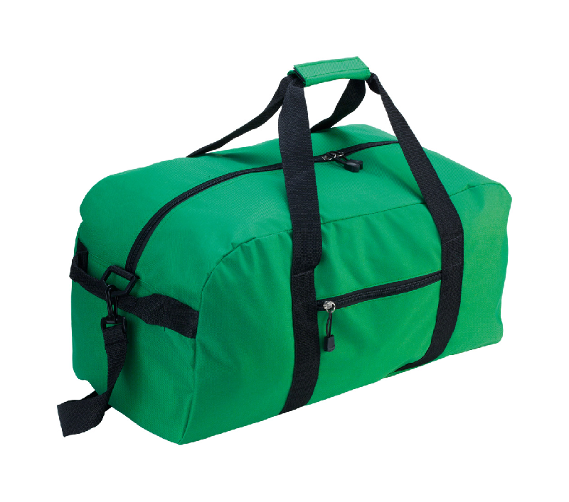Sac de sport en 600D polyester - bandoulière et pochettes zippées - couleur vert - poids 375g_0