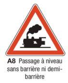 Signalisation de danger type A8 - Passage à niveau sans barrières - Formats multiples_0
