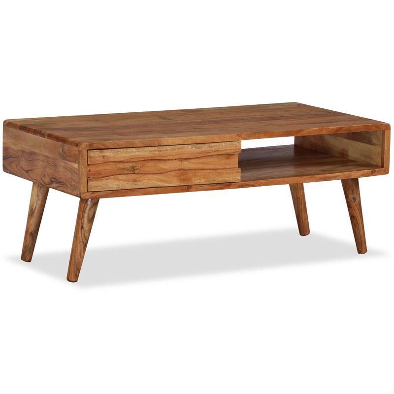 Table Basse Bois Massif Avec Tiroir Sculpte 100 X 50 X 40 Cm