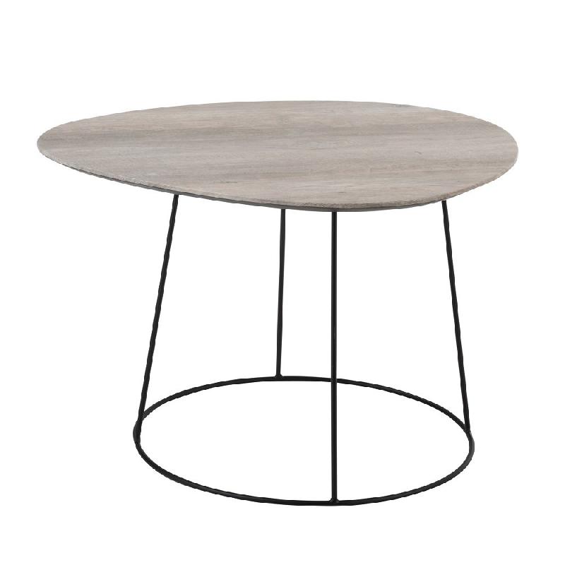Table basse ovale OVAO en MDF naturel et métal noir - Design tendance_0