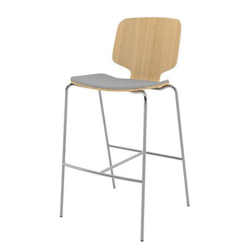TABOURET CODE PIEDS CHROMÉ/ASSISE GRISE - QUADRIFOGLIO