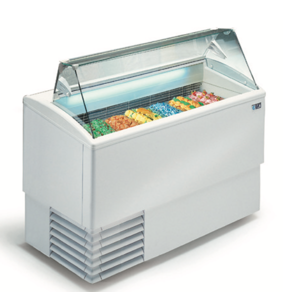 Vitrine à glaces vitre droite ISETTA - 6 bacs - évaporateur statique - classe climatique 4+_0