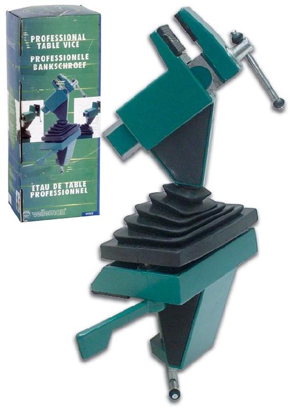 Étau de table avec tête standard Velleman VTTV2 - Ouverture des mâchoires 60mm - Rotation 360° - Fixation rapide_0