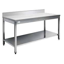 A.C.L - Table inox avec dosseret et tablette inférieure - série 600 - long. 1600 mm - Réf. MM270205 - inox MM270205_0